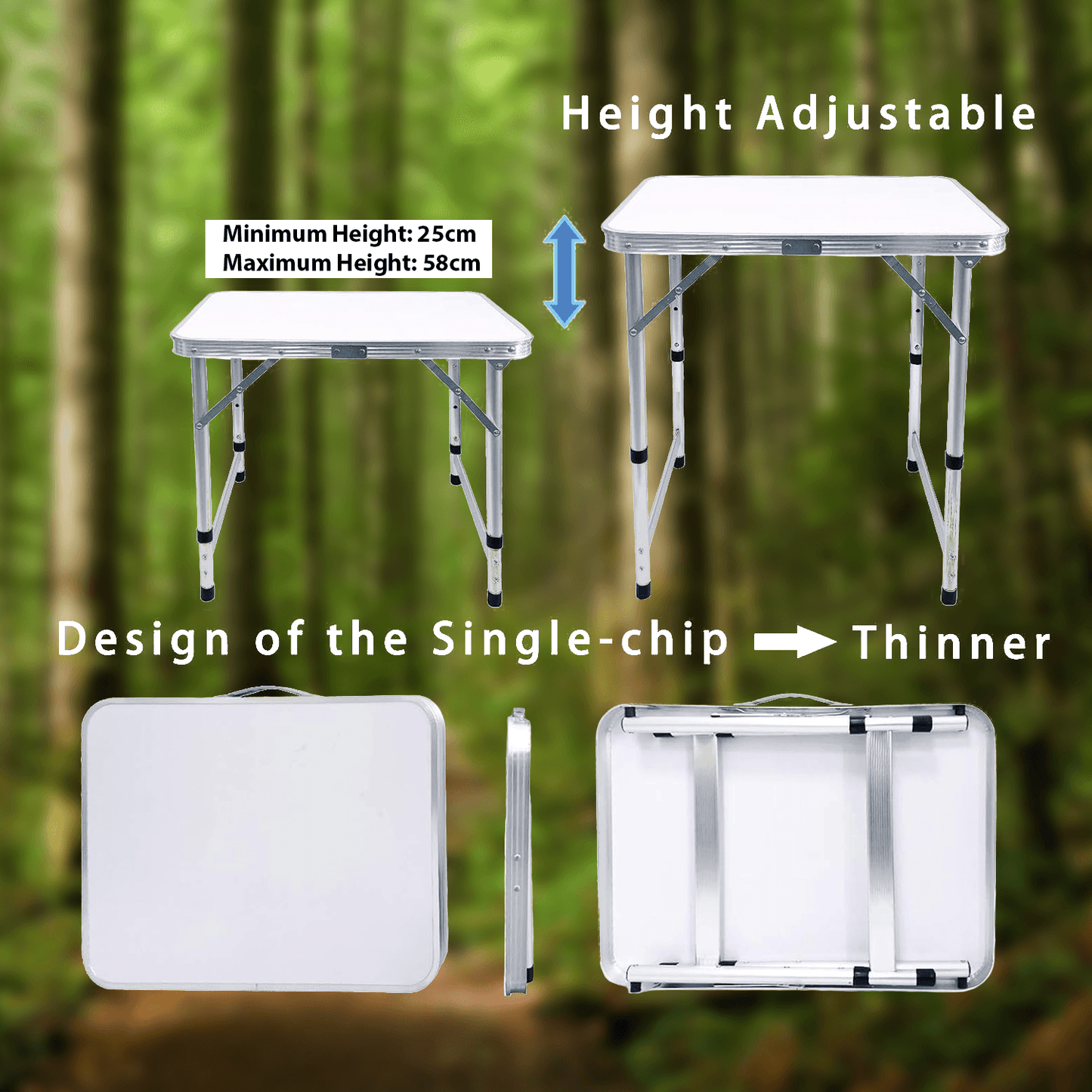 Aluminium Foldable Camping Table - Portable Outdoor Picnic & BBQ Table with Carry Handle