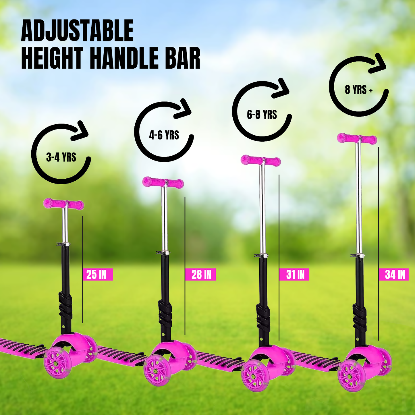 Kids Scooter 3 Wheel – 3 in 1 Height Adjustable Toddler Scooter with Removeable Seat for Boys & Girls