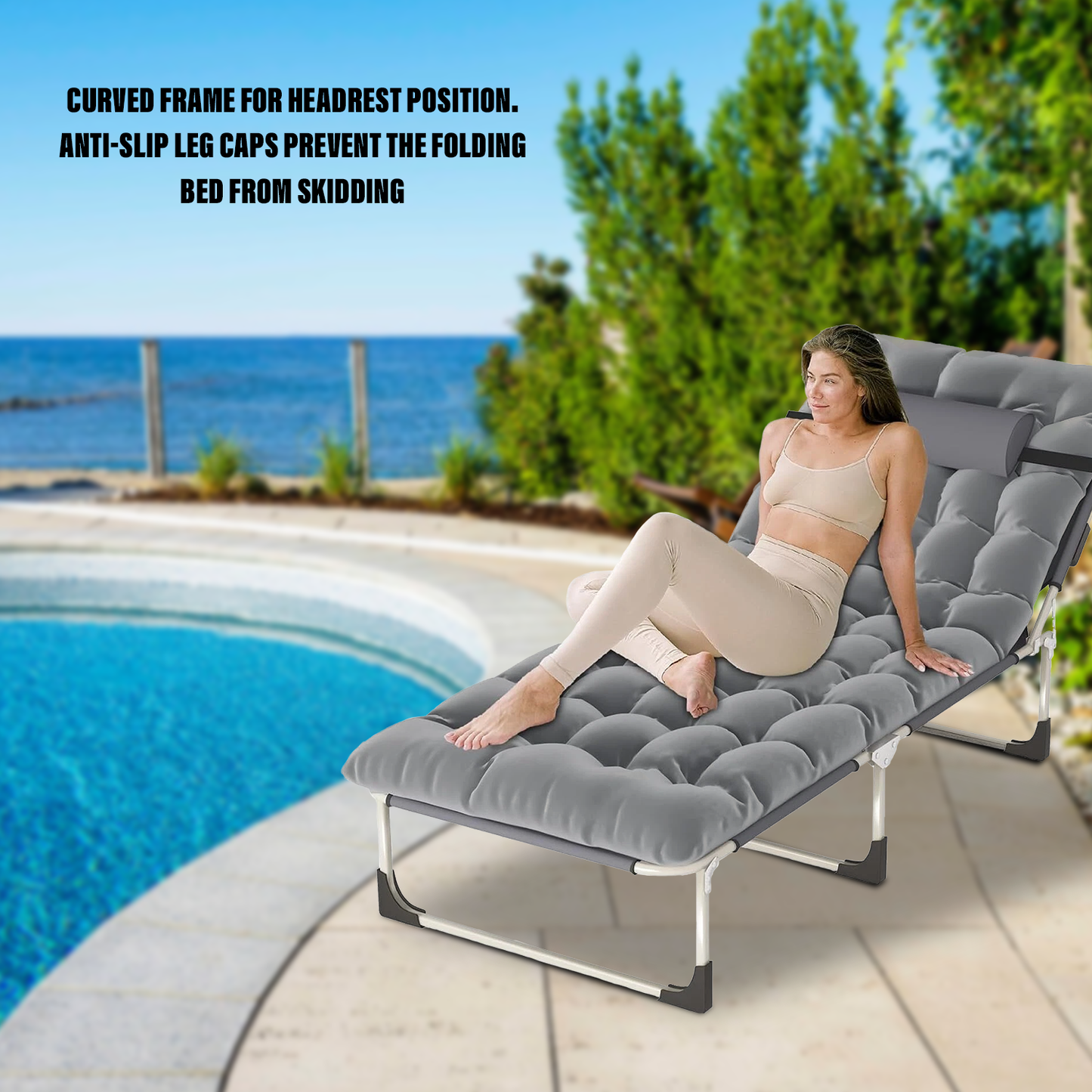 Collapsible Sun Lounger – Foldable Reclining Garden Chair for Outdoor Relaxation