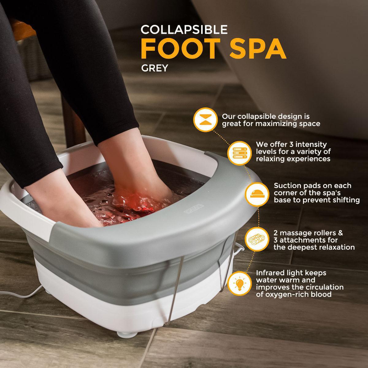 Foot Spa Massager - Foot Spa Pedicure Wet Bath Bubble Massage Bucket Feet Therapy Soothing Folding