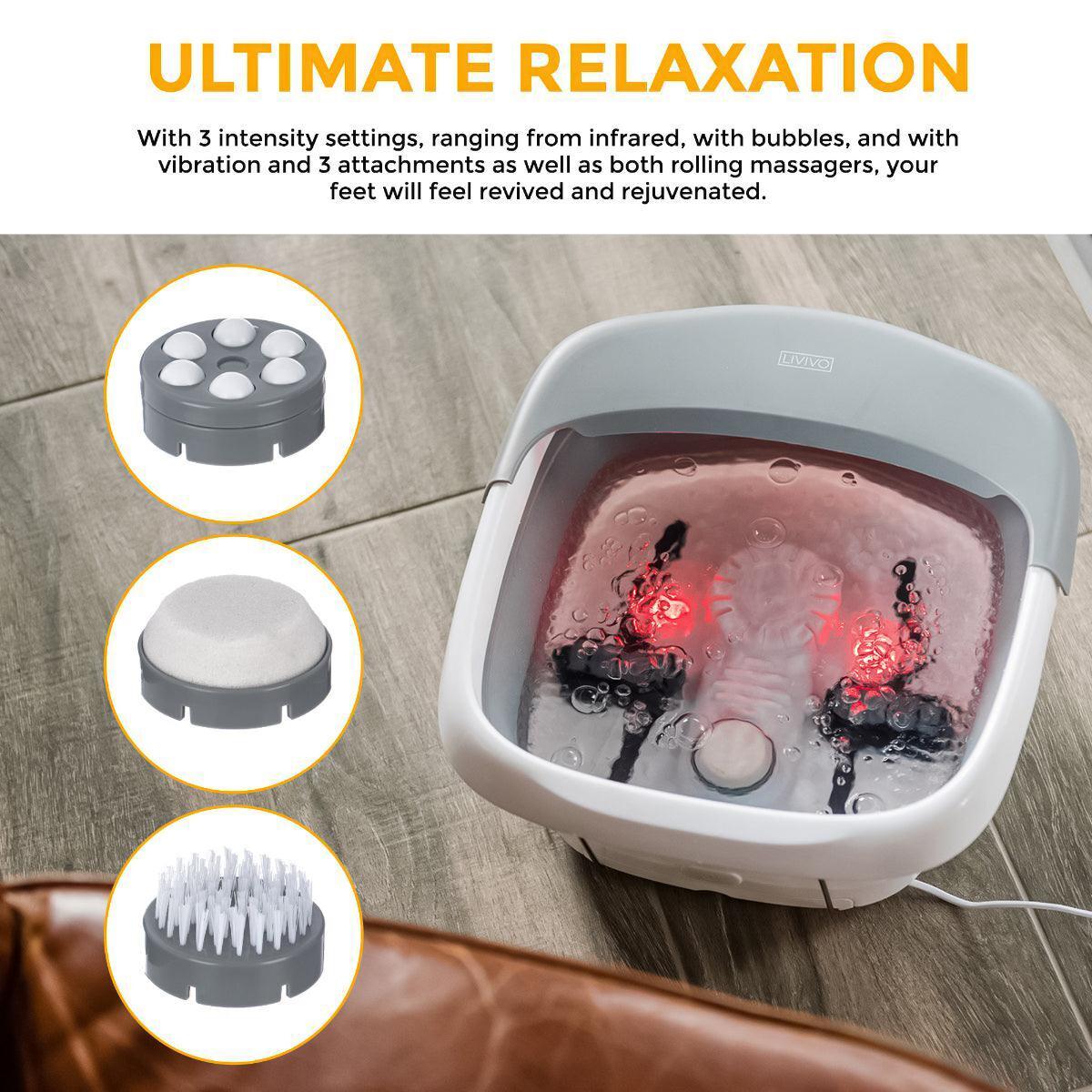 Foot Spa Massager - Foot Spa Pedicure Wet Bath Bubble Massage Bucket Feet Therapy Soothing Folding