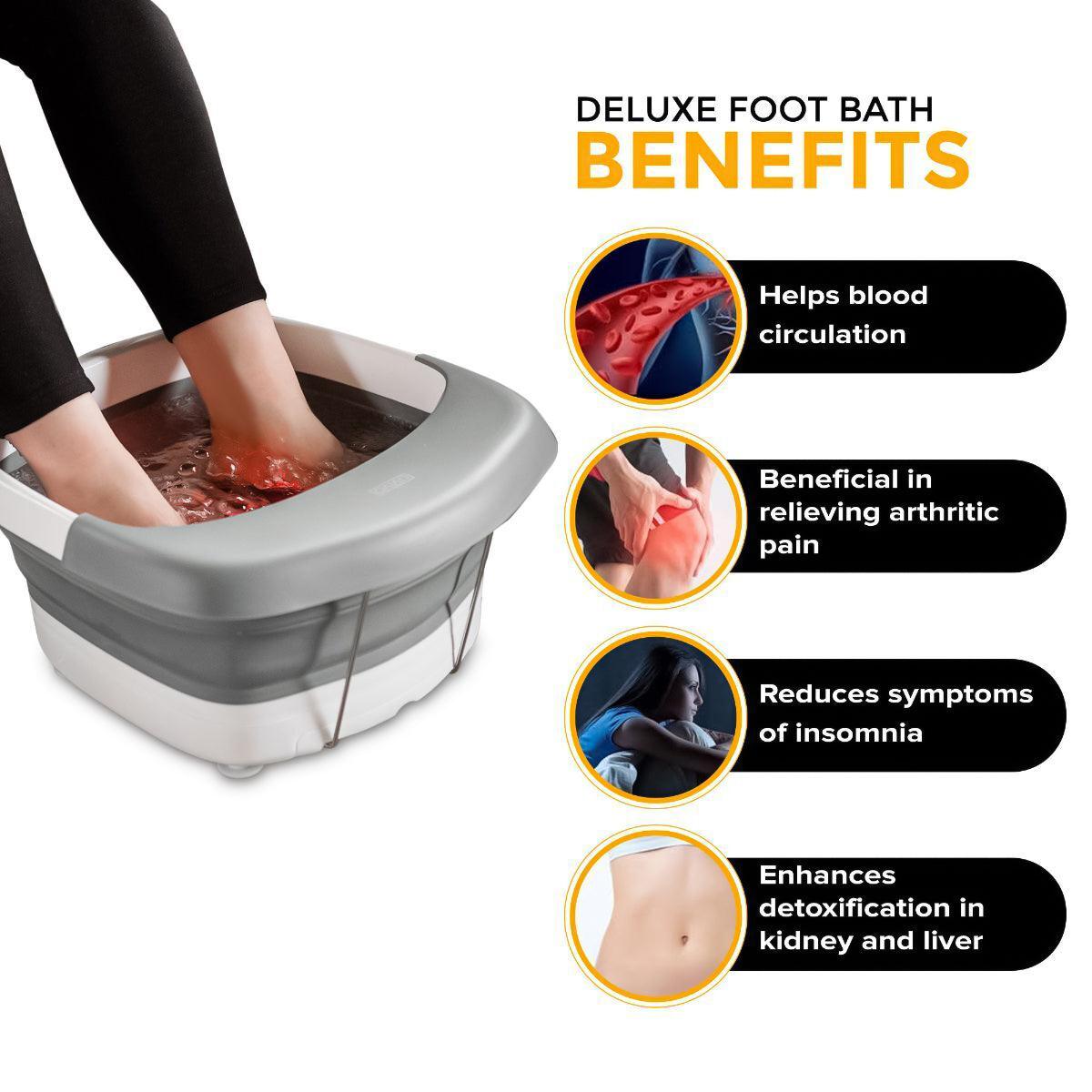 Foot Spa Massager - Foot Spa Pedicure Wet Bath Bubble Massage Bucket Feet Therapy Soothing Folding