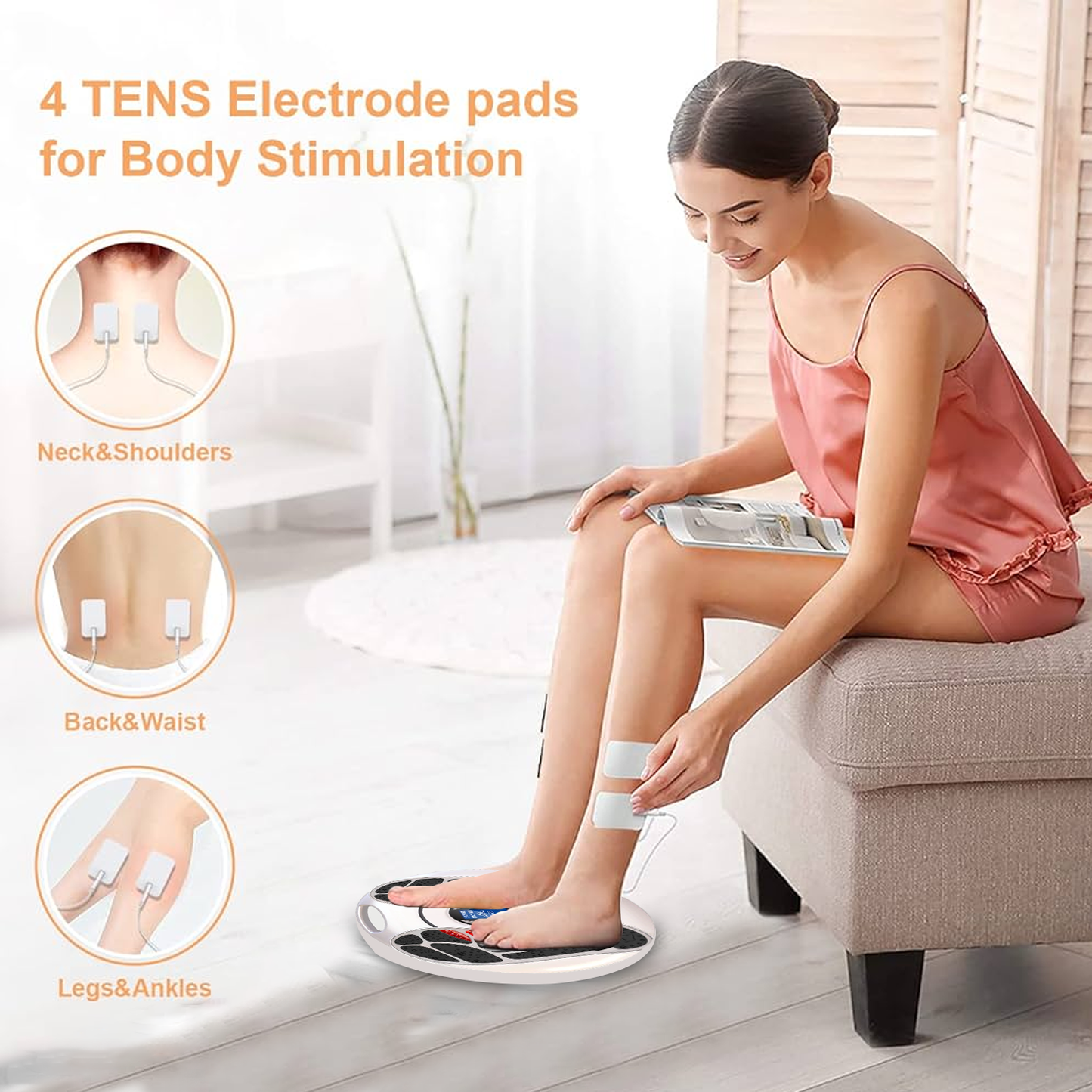 Circulation Foot Massager – EMS & TENS Electric Foot Stimulator for Pain Relief & Blood Flow