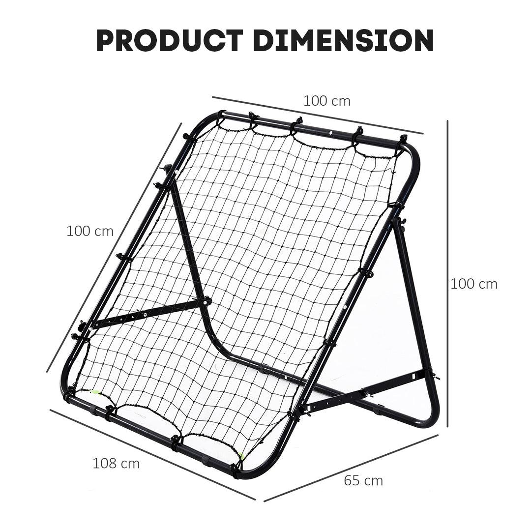 Football Rebound Net - Soccer Practise Net Kickback Target Goal Teens Adults Training Black