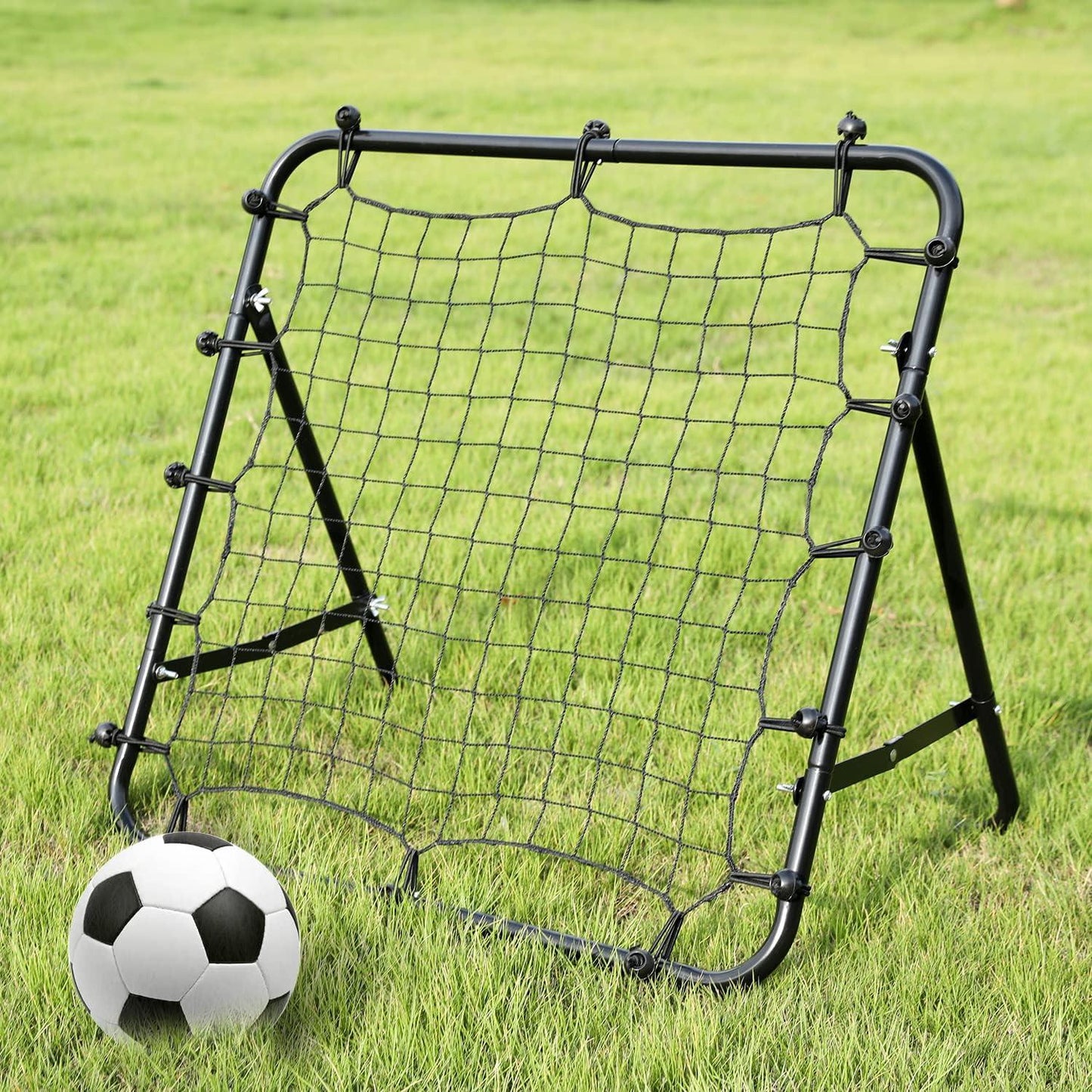 Football Rebound Net - Soccer Practise Net Kickback Target Goal Teens Adults Training Black