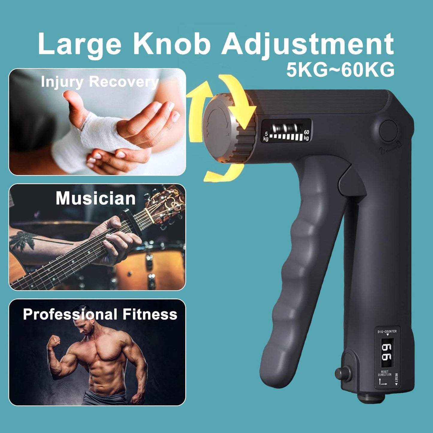 Grip Hand Strengthener - Handgrip Strengthener Exerciser Forearm Exerciser With Adjustable Resistance