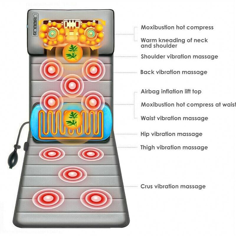 Full Body Massage Mats - 30 Heads Full Body Electric Massage Mattress Mat Heated Massager Cushion Pad