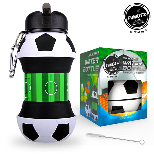Football Water Bottles - Football Water Bottle for Kids, FunKitZ Football Water Bottle for Kids - Kids Collapsible Water Bottle
