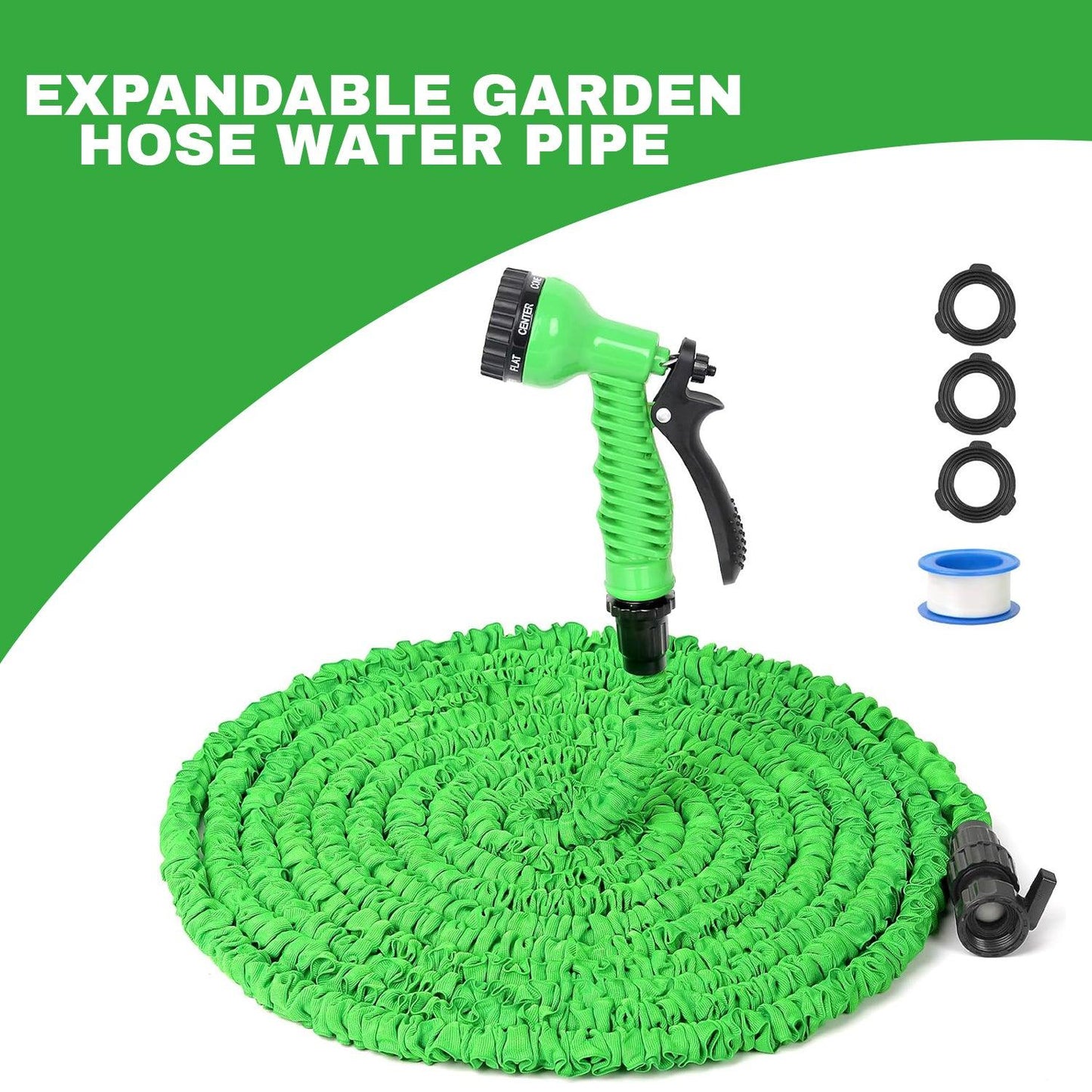 Garden Hose Pipes - 7 Function Water Spray Gun Expandable Magic Garden Hose Pipe Anti Kink
