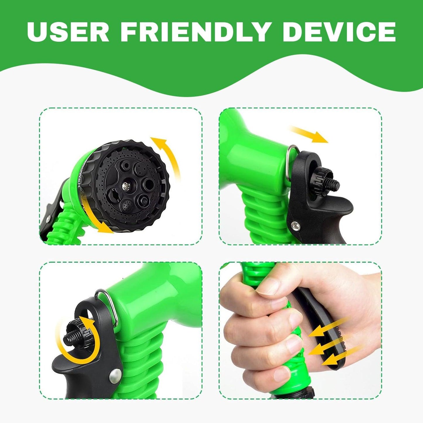 Garden Hose Pipes - 7 Function Water Spray Gun Expandable Magic Garden Hose Pipe Anti Kink