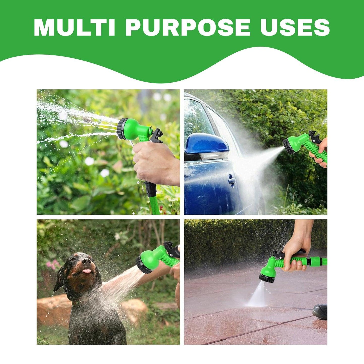 Garden Hose Pipes - 7 Function Water Spray Gun Expandable Magic Garden Hose Pipe Anti Kink