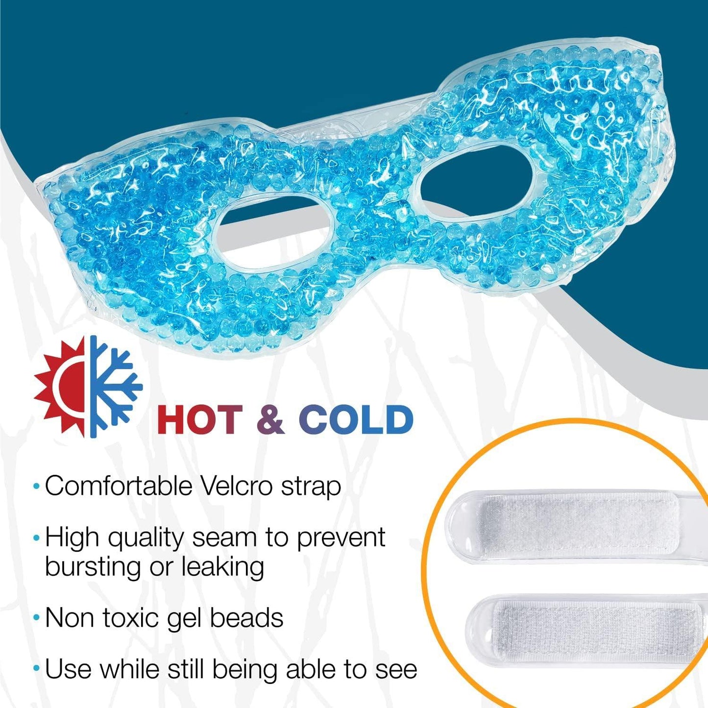 Eye Mask Cooling Gel - Reusable Cooling Eye Mask Gel with Gel beads