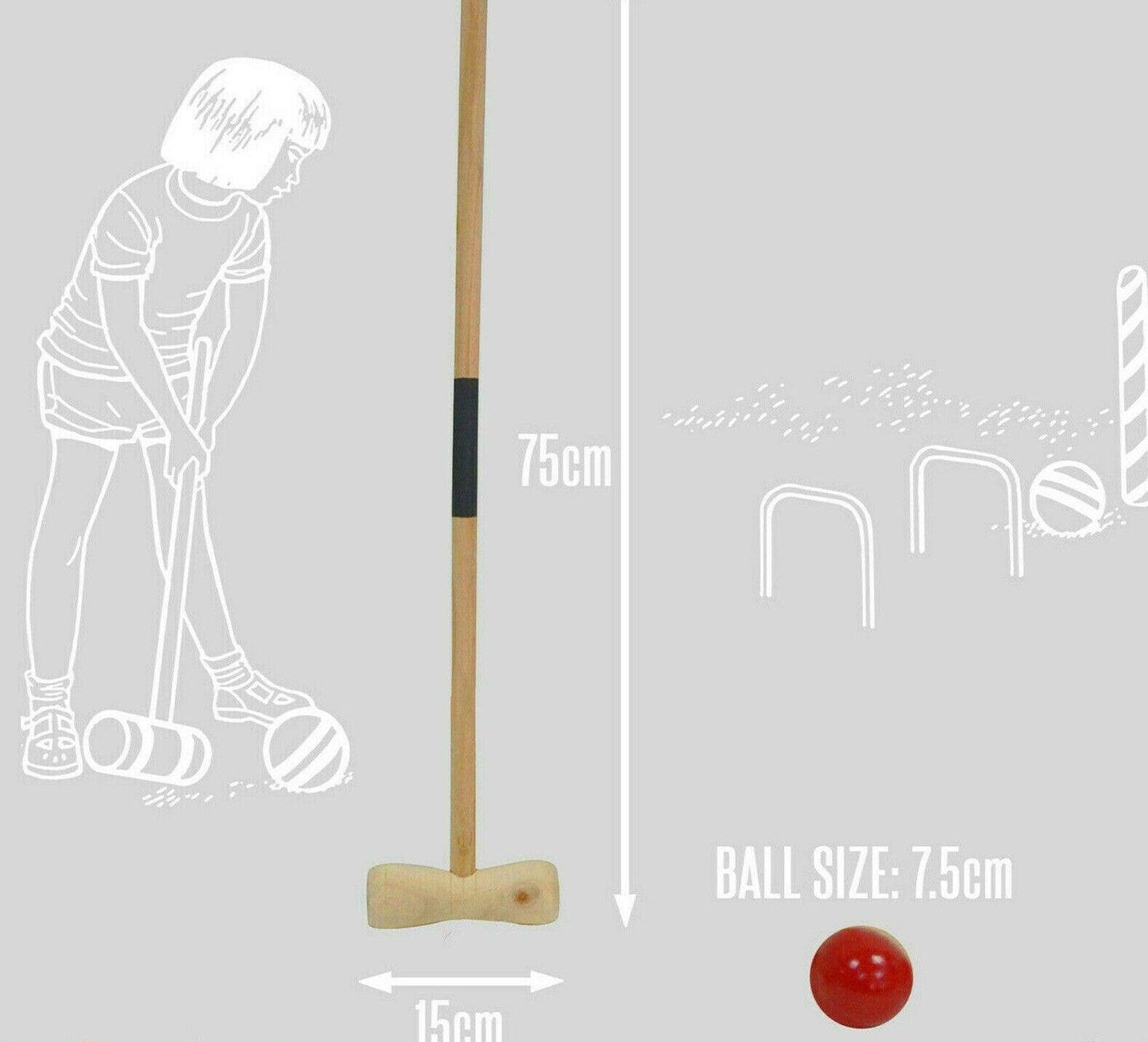 Croquet Sets UK - 4 Players Wooden Garden Lawn Outdoor Children Adult Game