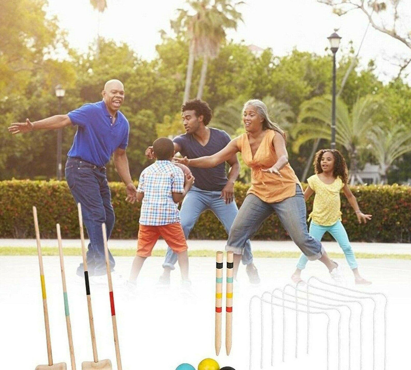 Croquet Sets UK - 4 Players Wooden Garden Lawn Outdoor Children Adult Game
