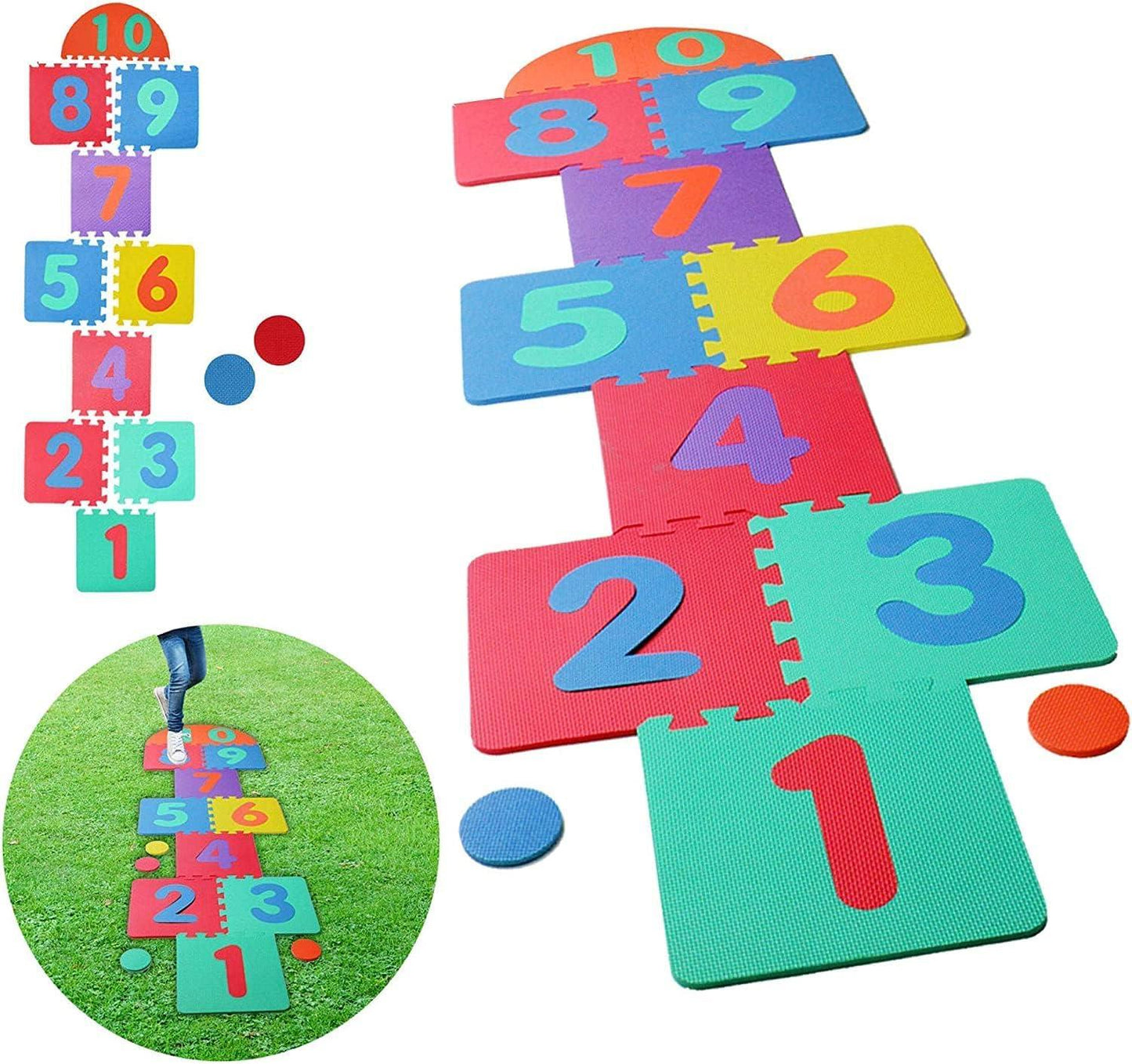 Giant Hopscotch Set - Giant Hop Scotch Indoor Outdoor Garden Family Hopscotch Game Set 210cm x 60cm