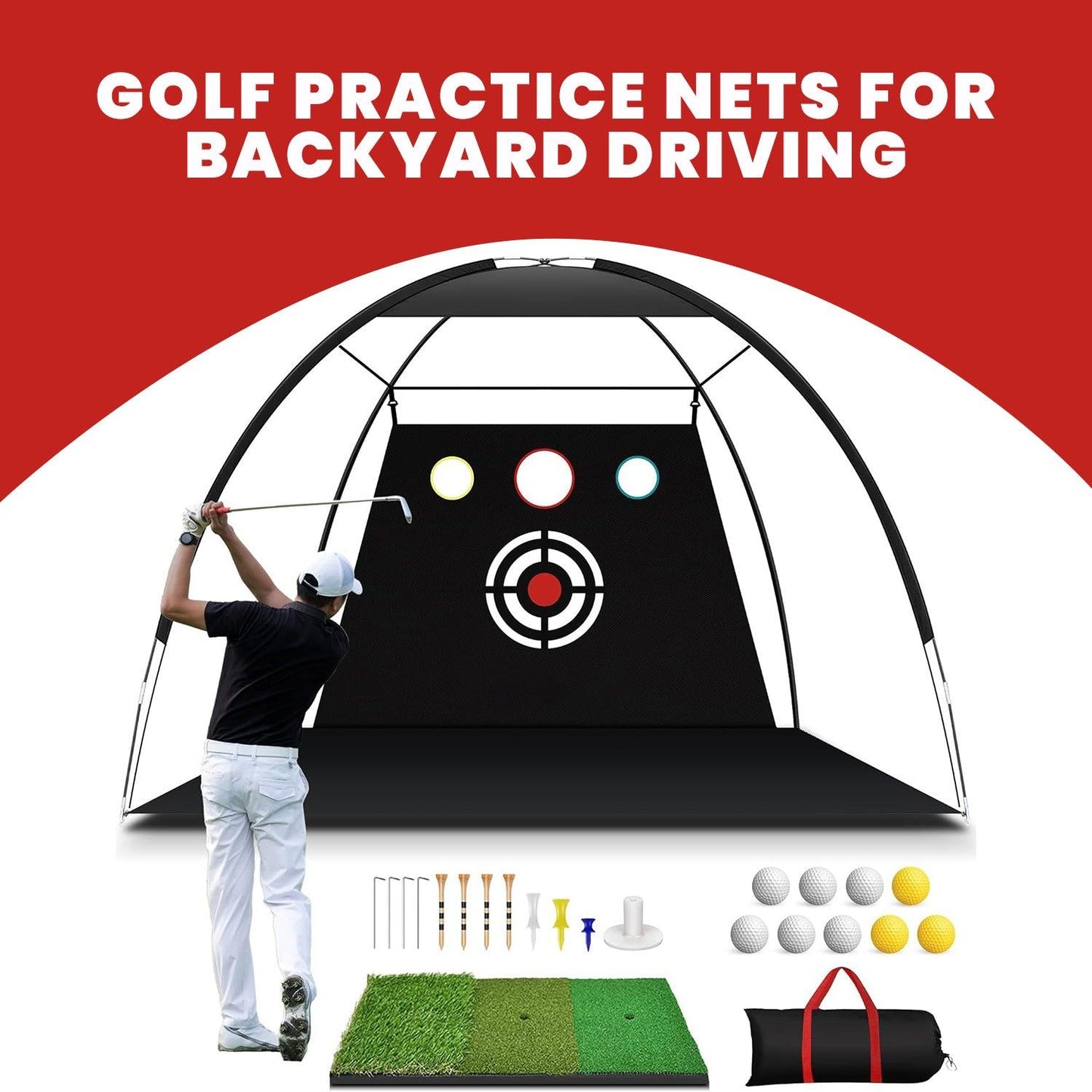 Golf Hitting Net - 2M Large Golf Practice Net Hitting Nets Driving Netting Chipping Cage Training