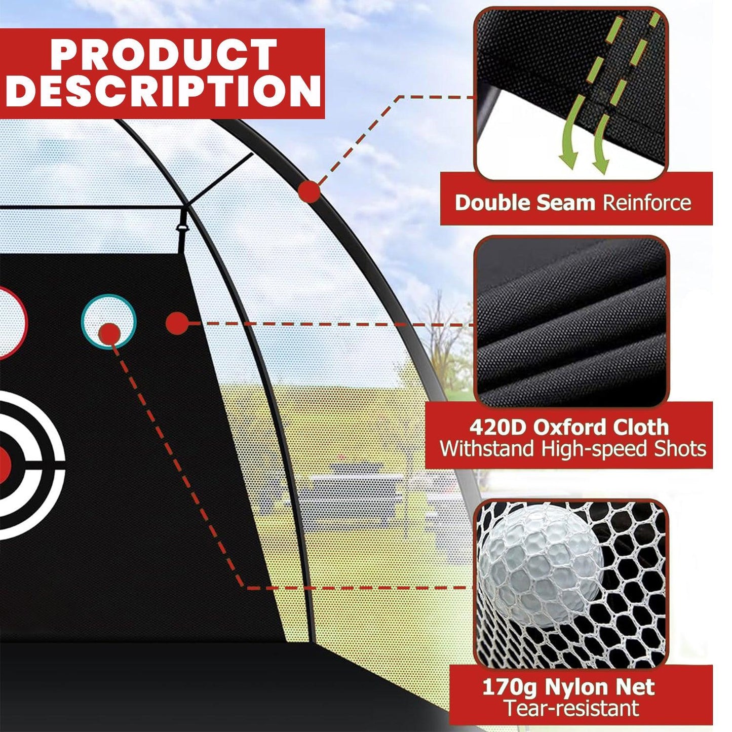 Golf Hitting Net - 2M Large Golf Practice Net Hitting Nets Driving Netting Chipping Cage Training