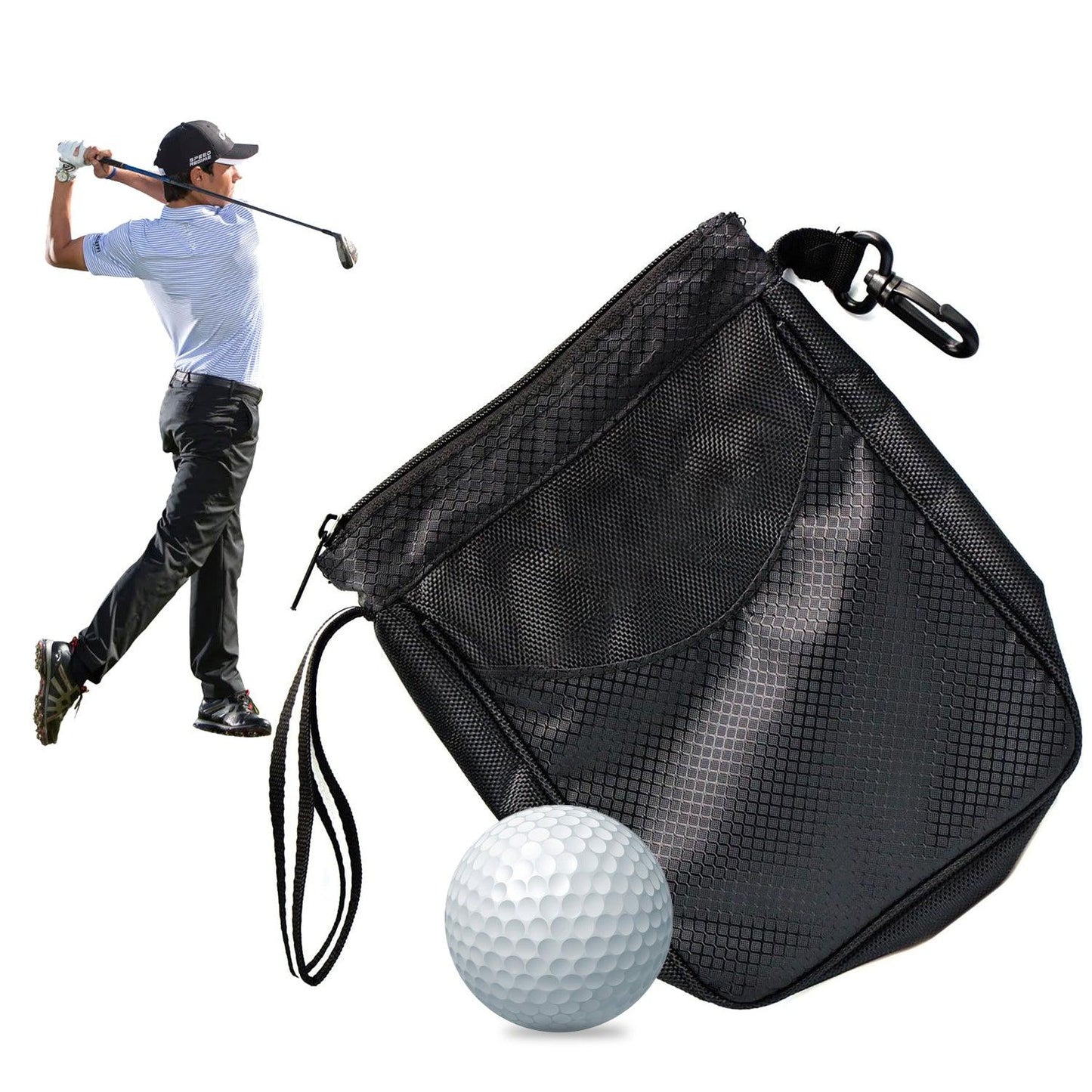 Golf Ball Bag - Multi-pocket Golf Ball Storage Pouch Bag Clip Valuable Golf Tee Pouch Bag Holder