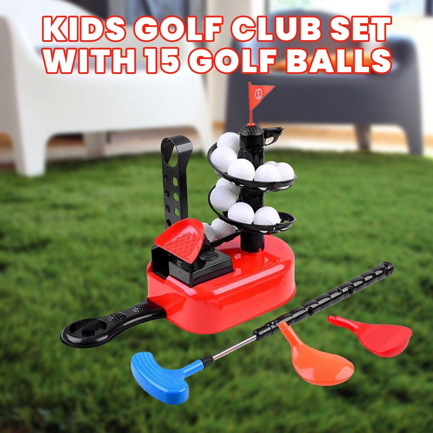 Childs Golf Set - Kids Golf Club Set with 15 Golf Balls Clubs Equipment