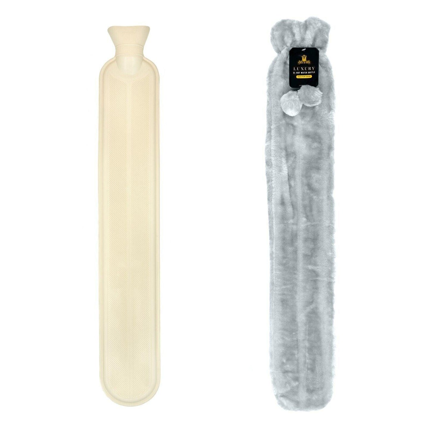 Hot Water Bottle With Cover - Long Hot Water Bottle With Fluffy Cover 2 Litre Extra Long
