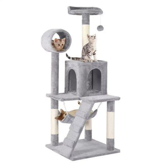 Cat Tree Scratching Post – 130cm Multi-Level Tower with Scratching Posts and Cozy Hideouts