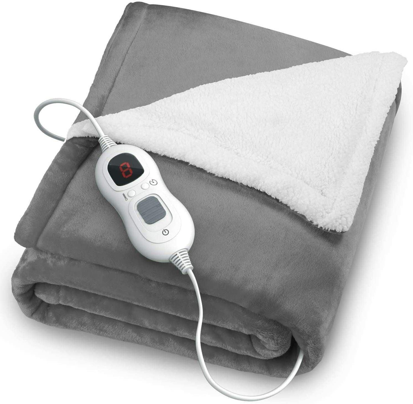 Fitted Electric Blanket Double - Luxurious Heated Throw Soft Fleece Blanket With Digital Controller