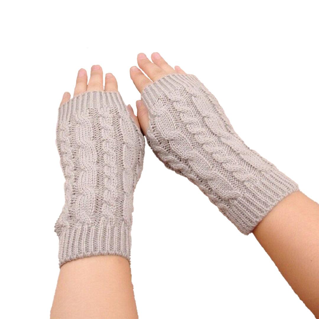 Thermal Fingerless Gloves - Women Wrist Arm Knitted Mitten Long Winter Hand Warmer Fingerless Ladies Gloves
