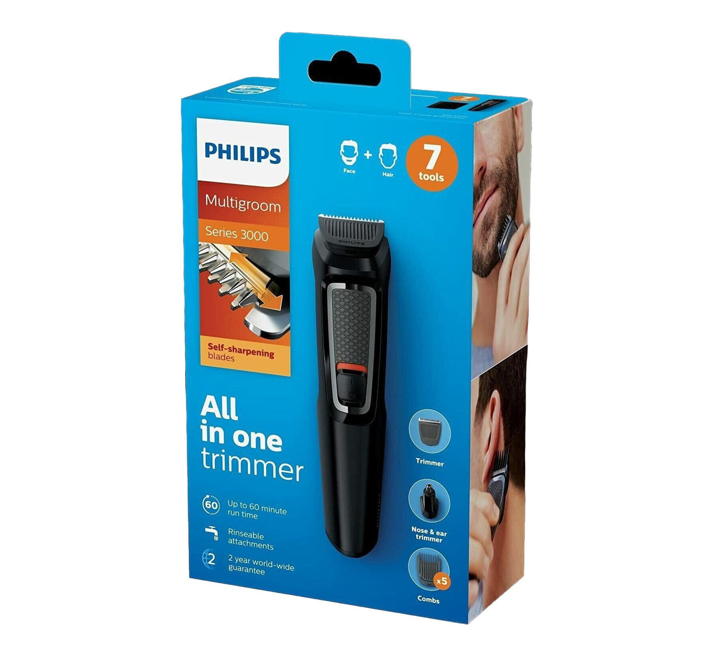 Beard Grooming Kit With Trimmer - 7 in 1 Mens Hair Clipper Cordless Electric Trimmer Shaver Rech