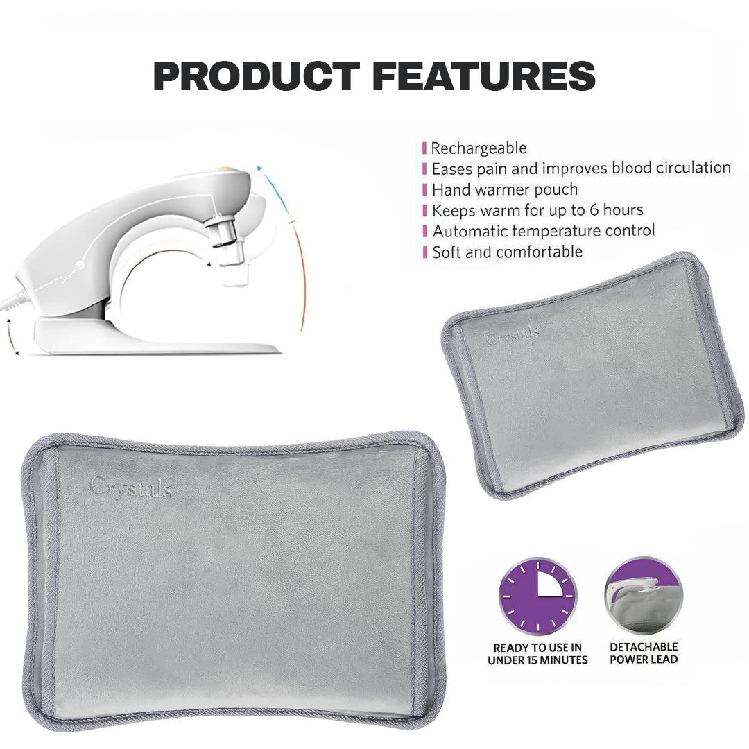 Best Electronic Hand Warmer - Rechargeable Hot Water Bottle Grey Bed Hand Warmer Massaging Heat Pad