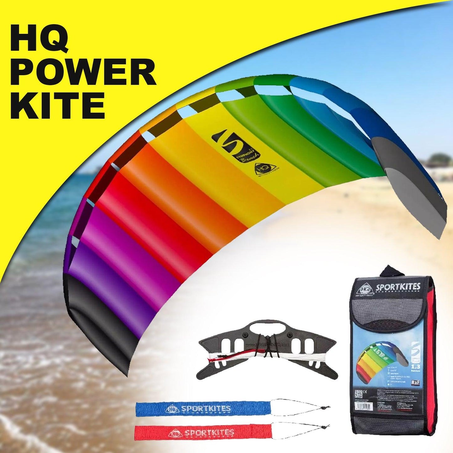 HQ Symphony Beach iii 1.3 - Rainbow Kites for the Beach Power Kites Ready to Fly Outdoor