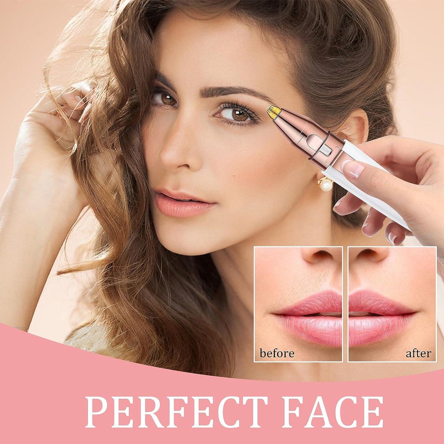 Electric Eyebrow Trimmer - 2 in 1 Eyebrow Razor and Painless Facial Hair Remover