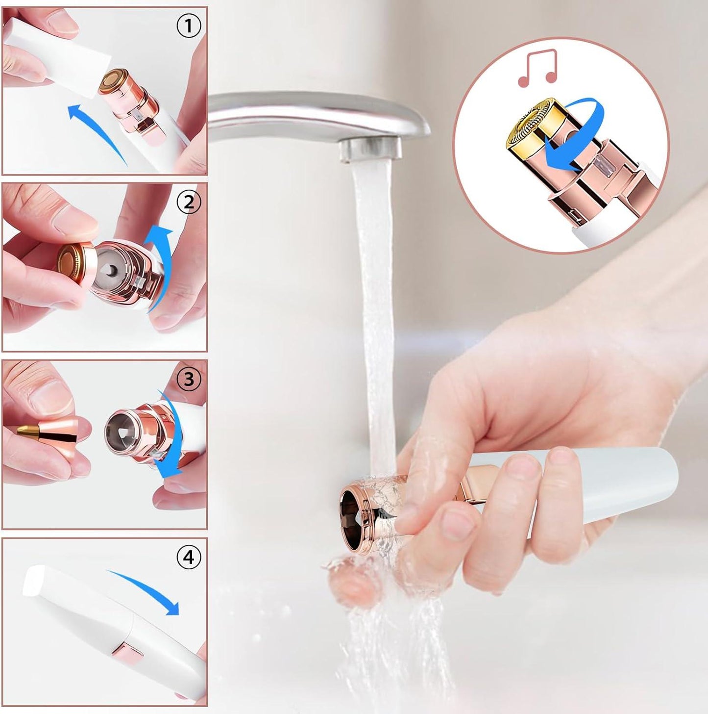 Electric Eyebrow Trimmer - 2 in 1 Eyebrow Razor and Painless Facial Hair Remover