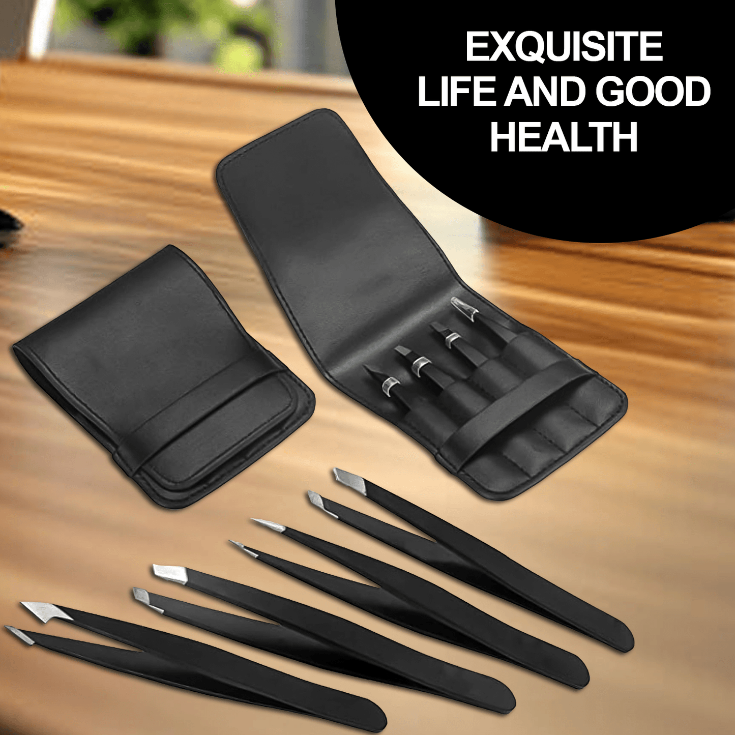 Steel Eyebrow Tweezers - Professional 4-Pieces Hair Beauty Pluckers Set