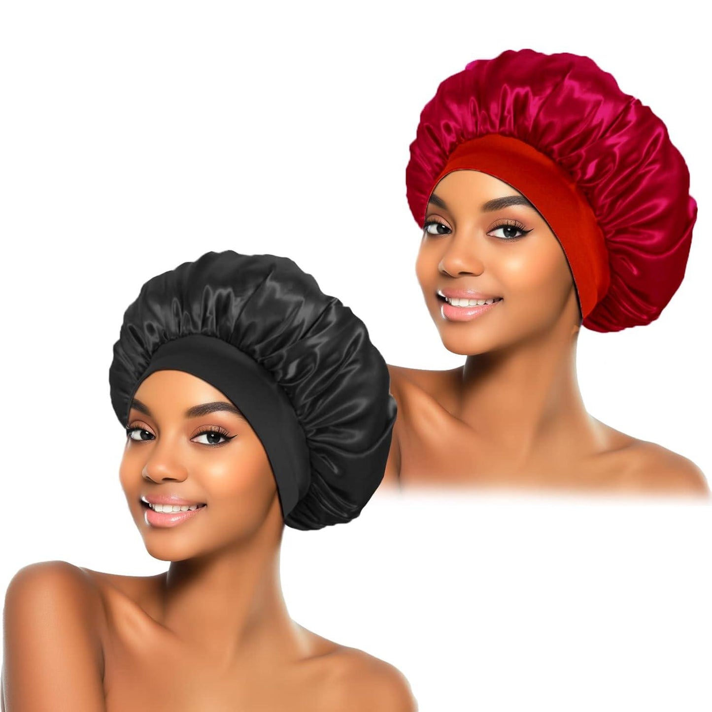 Hair Wraps for Sleeping - Bonnet Cap Long Hair Care Hat Woman Silk Satin Protection Night Head Turban Wrap