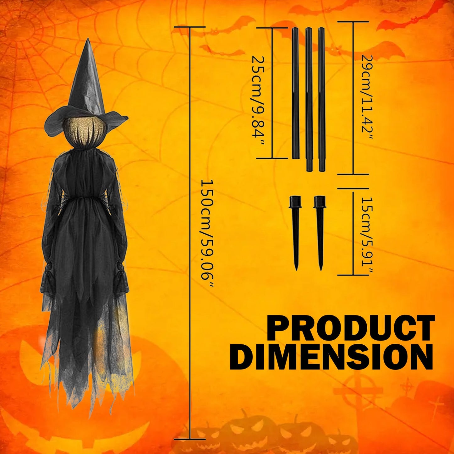 Light Up Witches – Outdoor Large Witches Cauldron on Tripod with Light Yard