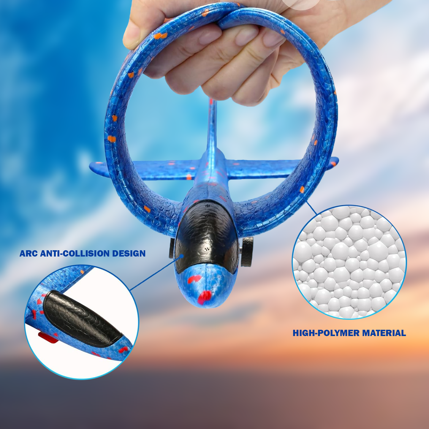Airplane Launcher Toy – Kids 2 Flight Mode Airplane EPP Foam Gliders Fly Toy Catapult Launcher Gun Set
