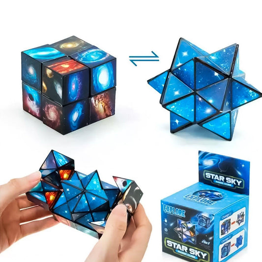 Changeable Magnetic Magic Cube - 3D Hand Flip Puzzle Anti Stress Gift Toys