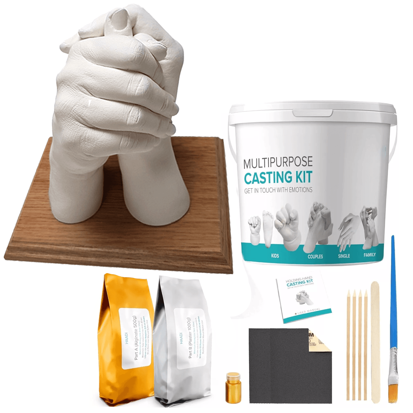 Hand Mould Casting Kit - Hand Moulding kit Couples Holding Hands 3D Keepsake