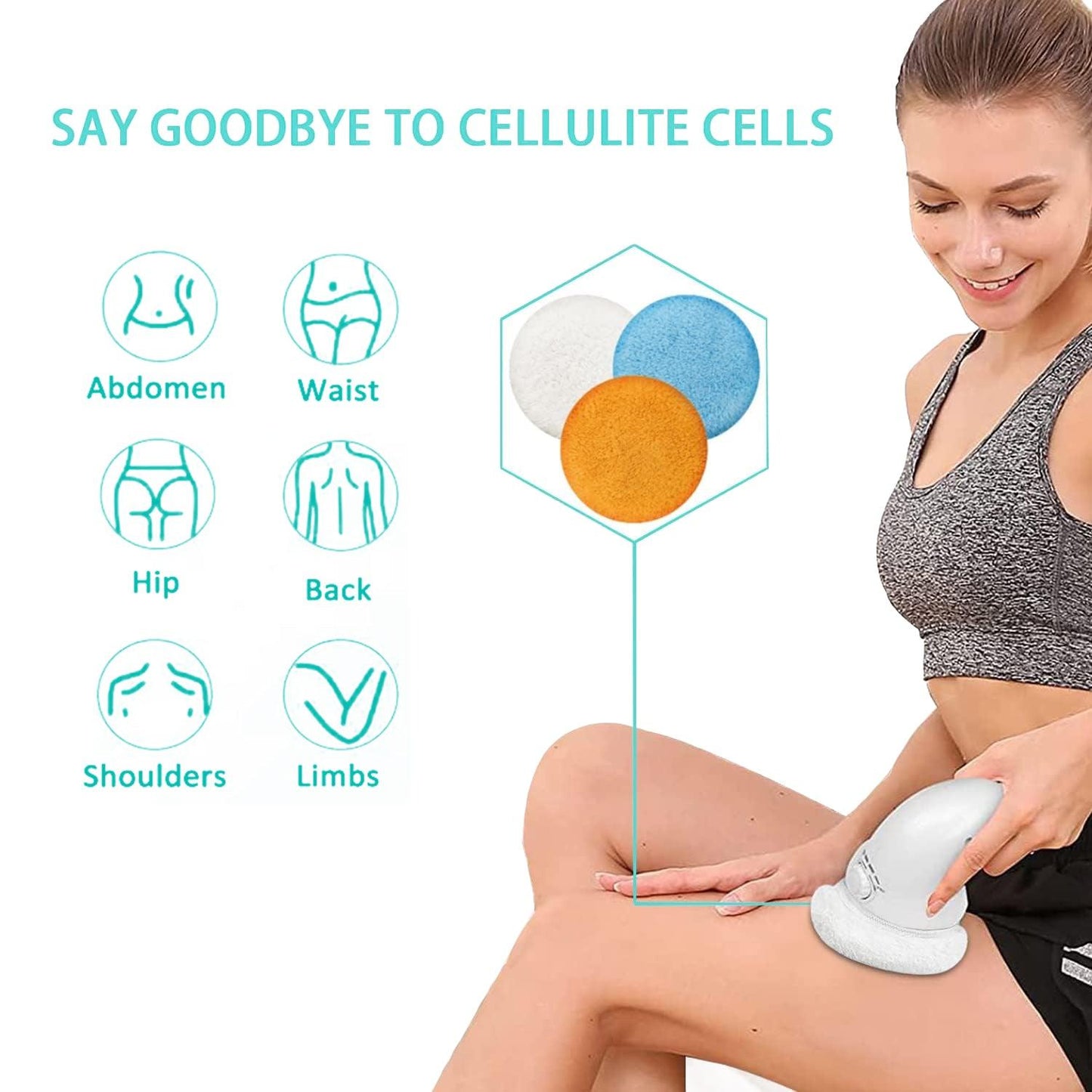 Anti Cellulite Massager - Cellulite Remover With 3 Washable Pads Handheld Anti-cellulite Massager UK