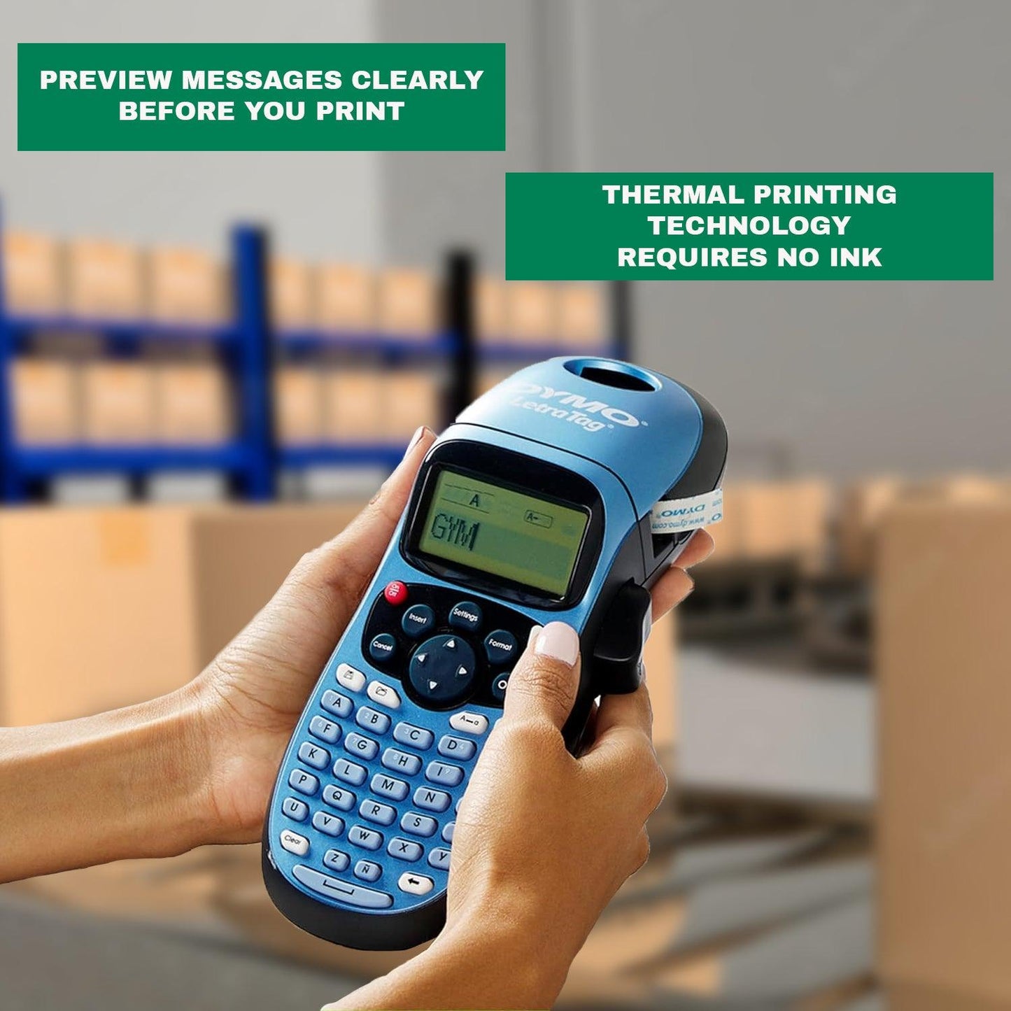 Portable Label Printer - LT-100H Label Maker Starter Kit | Handheld Label Printer Machine | ABC Keyboard Label Printer with 13 Character LCD Screen |  Paper, Clear Plastic Label Tape & Machine Holder