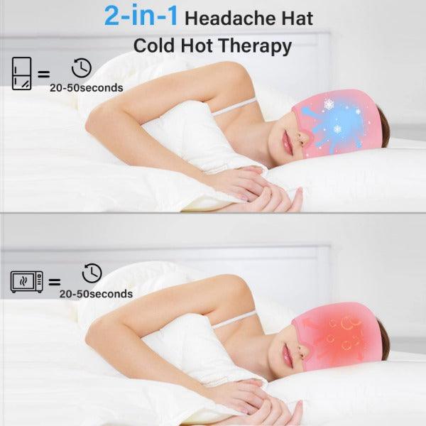Headache and Migraine Relief Cap - Ice Mask or Hat for Migraines Tension Relief Dark and Cool Cap