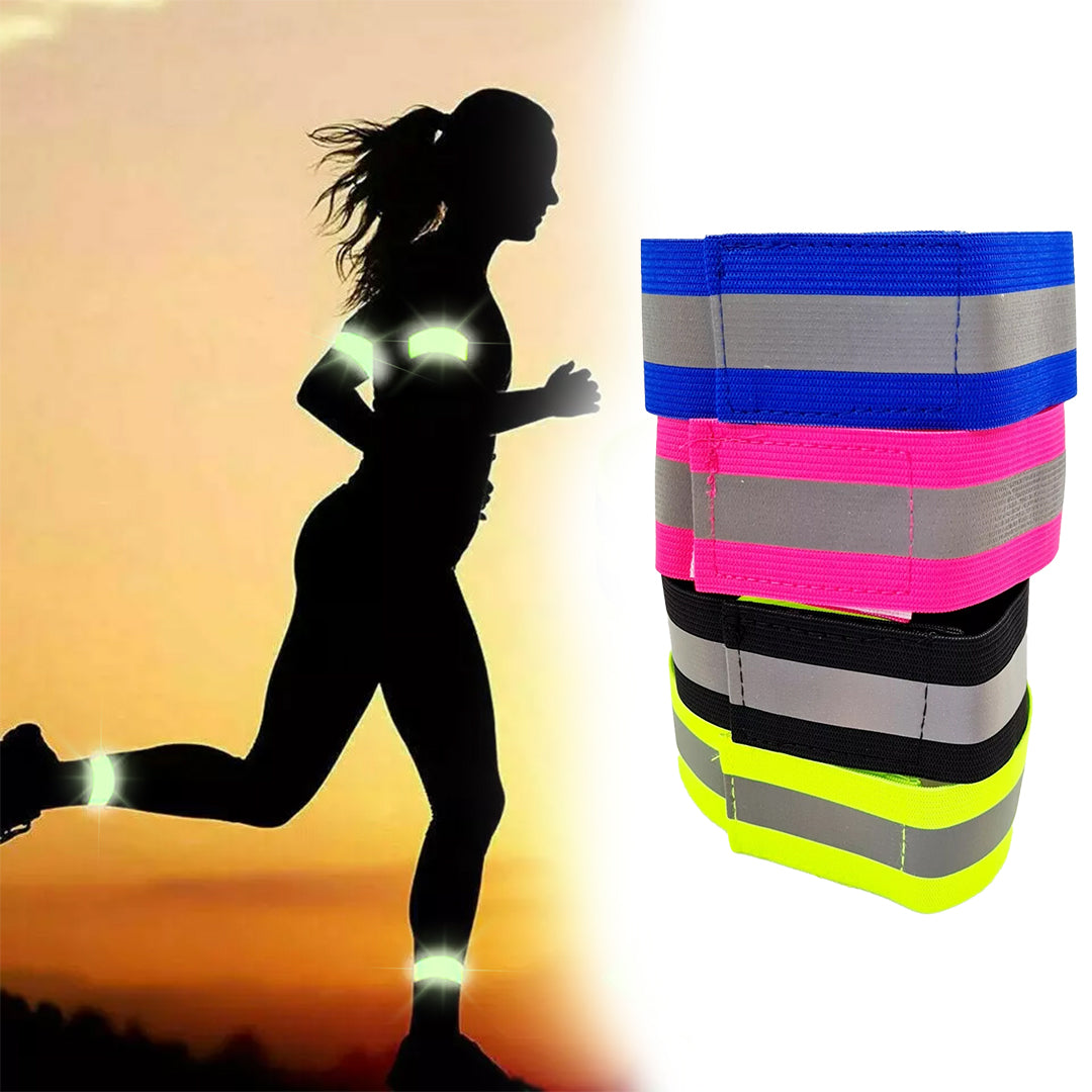 High Visibility Bands – Adjustable Reflective Arm Band Safety Bands for Running Jogging Cycling Walking & Sports