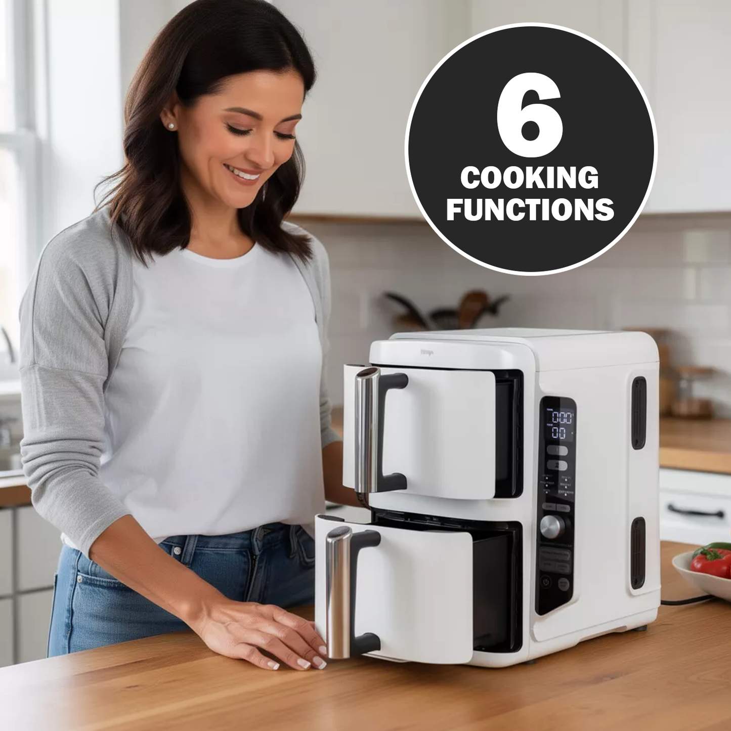 Large Air Fryer – Family Size Oil-Free Hot Air Fryer with Digital Touch Screen