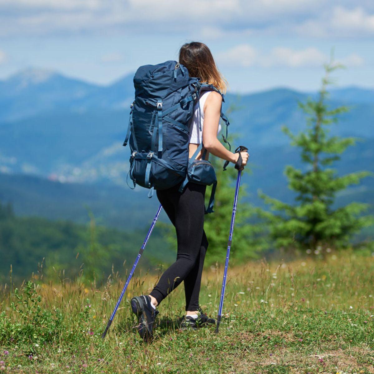 Adjustable Hiking Pole - Telescopic Walking Poles Set 3-Section Anti Shock Trekking Stick