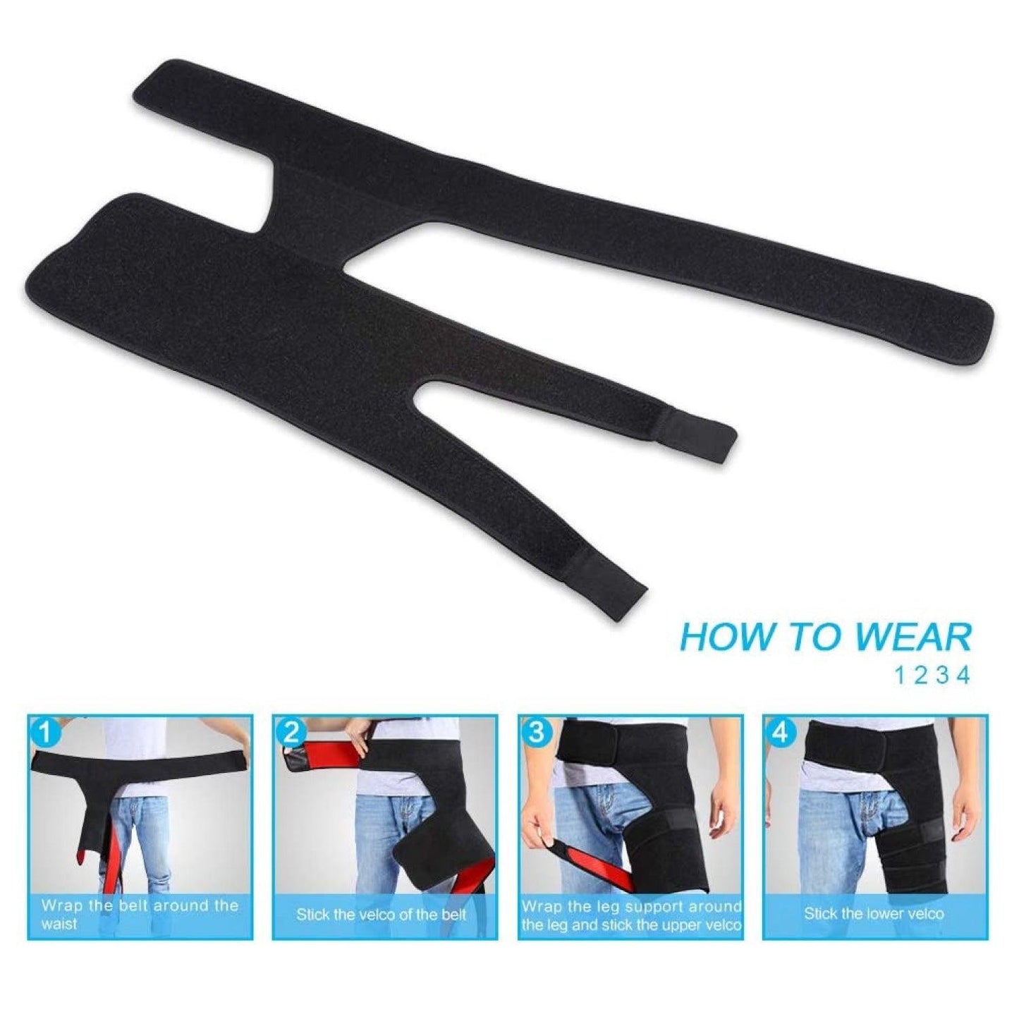 Hip Support Brace - Adjustable Thigh Hip Brace Compression Groin Support Wrap for Sciatica Pain Relief