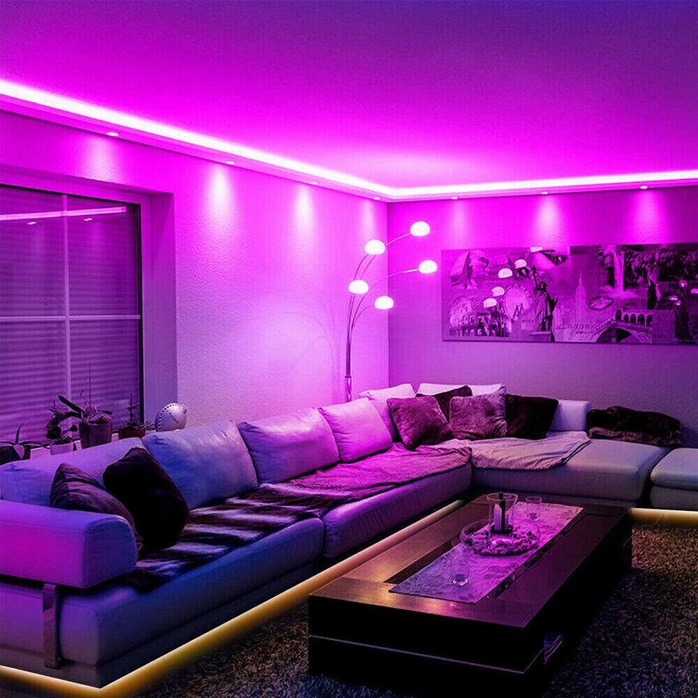RGB LED Strip Light - 1-20M LED Strip Lights 5050 RGB Colour Changing Tape Cabinet Kitchen TV Lighting Indoor/Outdoor Decor