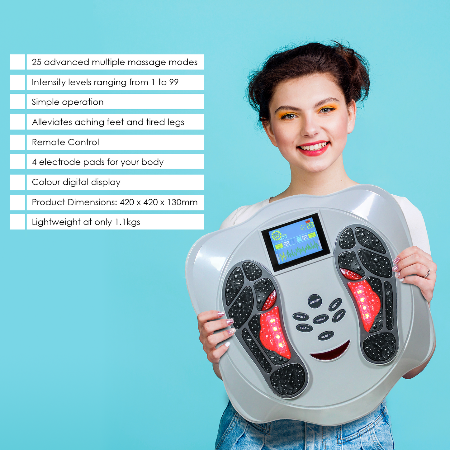 Circulation Foot Massager – EMS & TENS Electric Foot Stimulator for Pain Relief & Blood Flow