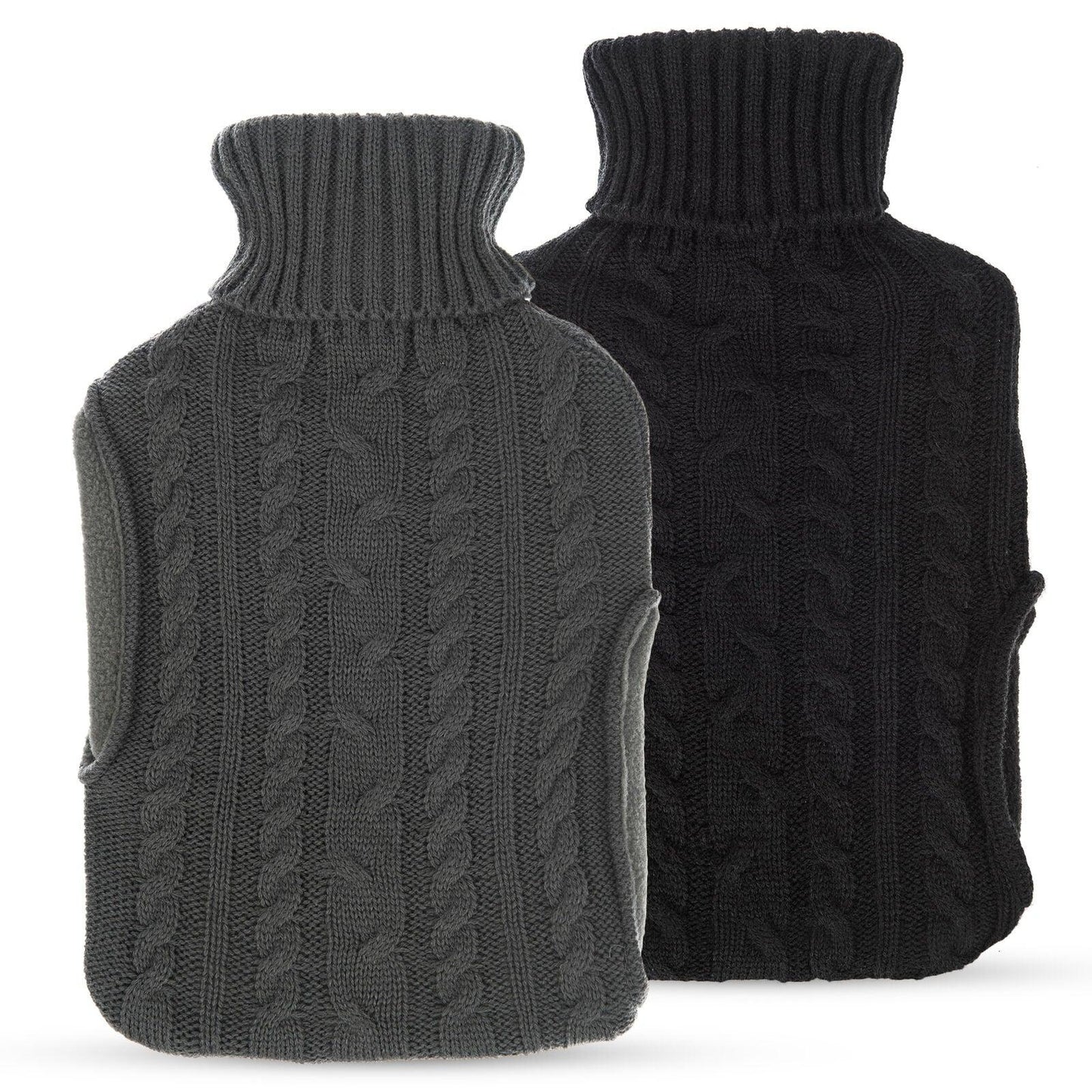 Hot Water Bag With Cover - 2L Bottle Cover Bag With Built in Pockets Knitted Soft Cozy Bag