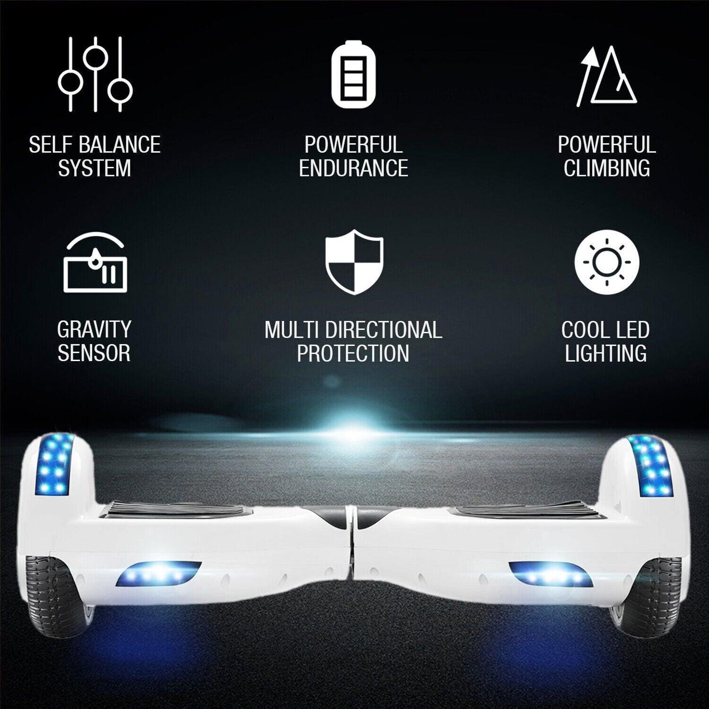 Electric Self Balancing Scooter - 500W Hoverboard For Kids Bluetooth LED Segway