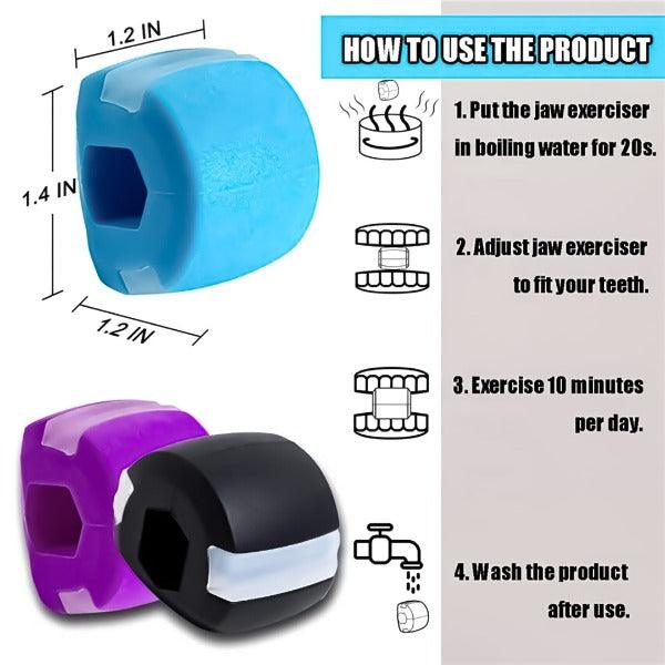 Jawline Exercise Ball - Jaw Exerciser 3 Pack with 3 Strengths Jawline Toner for Men and Women with Necklace and Storage Containers